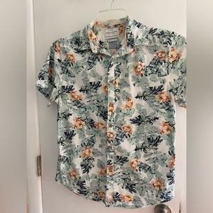 Denim and Flower shirt-sleeved button down polo, size M